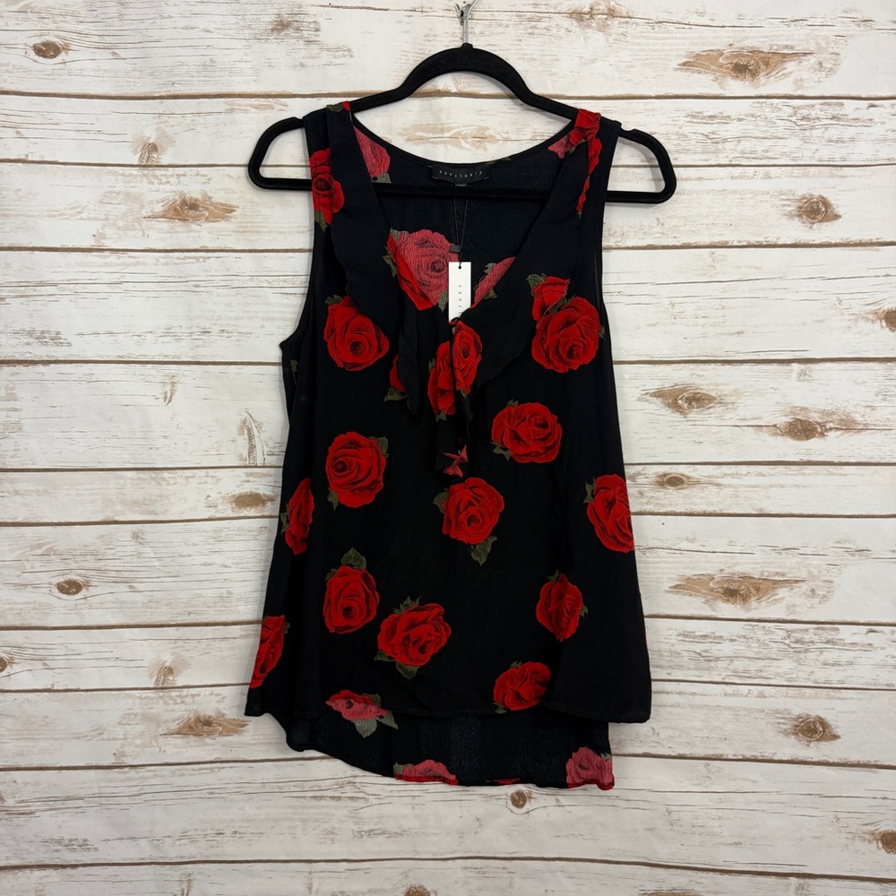 Sanctuary Dark Floral Rose Goth Vamp Sleeveless Tank Top NWT Grunge